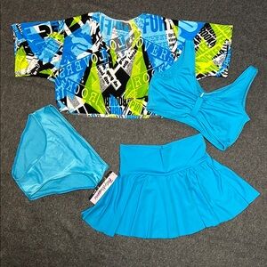 Aqua Lime! Hip Hop Graphic Tee Dancewear Set 12-14 New